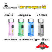 ไฟฉายพวงกุญแจ มินิ LED หัวอลูมิเนี่ยมระบายความร้อน แถมสายชาร์จ Typ-C A-002