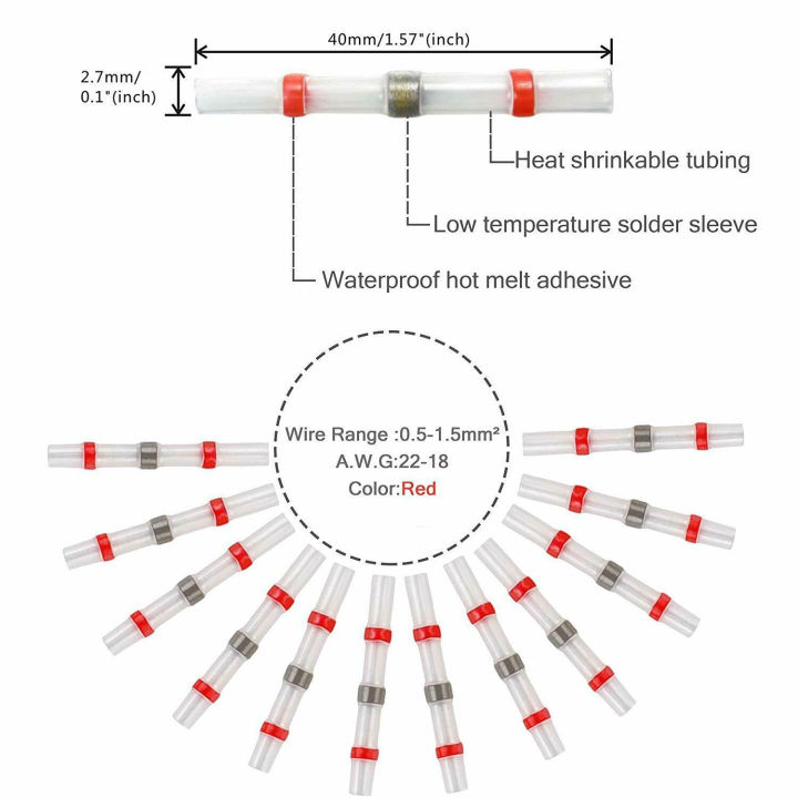 100-500-1000pcs-กันน้ำ-solder-seal-sleeve-splice-terminals-ทองแดงความร้อนสายไฟก้นตัวเชื่อมต่อ-awg22-18-สีแดง-iewo9238