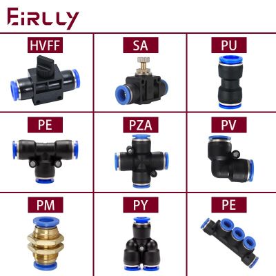 Pneumatic Hose Fitting Quick Coupling Connectors For PU Tube PU4/6/8/10/12mm HVFF PE PY PV PZA PK SA PM  Pipe Connector Pipe Fittings Accessories