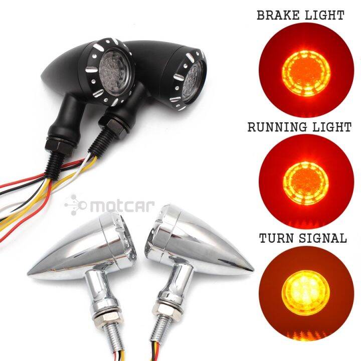 Motorcycle Flashing LED Turn Signals Brake Blinker Light 12V For Harley