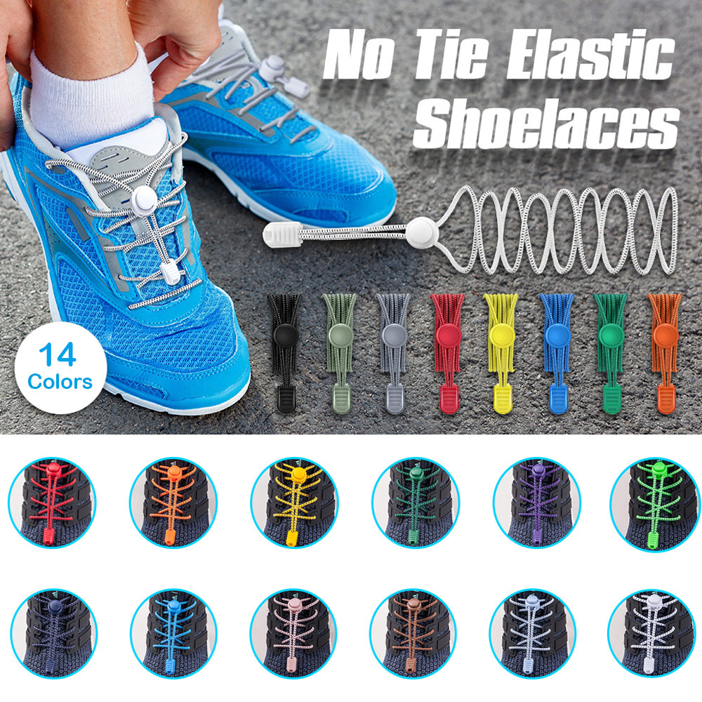US No Tie Elastic Lock Lace System Lock Shoe Laces Shoelaces Runners Adults Kids 