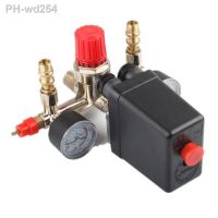 Air Compressor Pressure Valve Switch Manifold Relief Regulator Gauges 90-120PSI 220V Bama bracket assembly