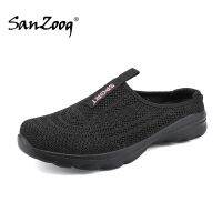 รองเท้าตาข่ายครึ่ง Sepatu Slip On สำหรับผู้หญิงไซส์41 42รองเท้าแตะสลิปเปอร์ระบายอากาศสวมใส่สบายน้ำหนักเบา