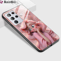 Jizetin เคสใส่โทรศัพท์แก้วสำหรับ S21 Samsung Galaxy 5G S21 Plus 5G S21อัลตร้า5G กันกระแทก3D ยิ้มชุดเจ้าหญิงปลอกหุ้มกระจกเทมเปอร์