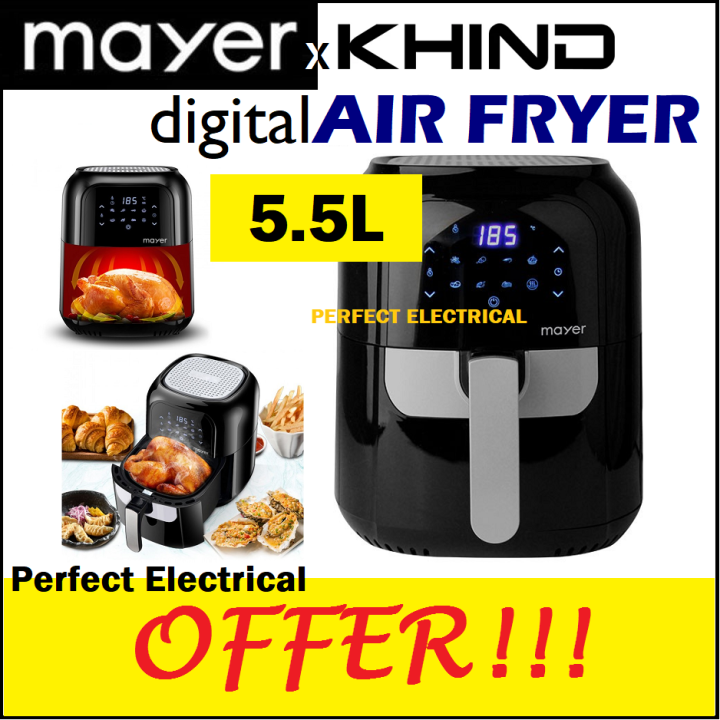 [ORIGINAL] Khind Mayer 5.5L Digital Air Fryer MMAF501D with 7 Preset Menu 1400W (Better spec