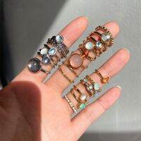 Elegant Gem Crystal Gold Rings Set Simple Design Ring for ashion Jewelry Accessories