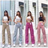 ?SP-54?CARGO PANT! พร้อมส่ง กางเกงคาร์โก้ ผ้ายีนส์ ผ้าสี สวยมาก สายแฟต้องมี?