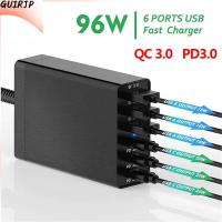 อุปกรณ์เสริมของ GUIRJP QC 3.0 PD 20W 6-Ports 96W อะแดปเตอร์ชาร์จในรถยนต์การชาร์จอย่างรวดเร็ว