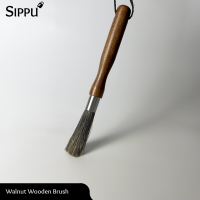 [ฟรีถุงผ้า] แปรงไม้ทำความสะอาดชิ้นส่วนและเคาเตอร์กาแฟ Walnut Wooden Brush