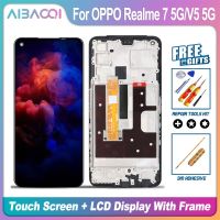 สำหรับ OPPO Realme 7 5G/V5 5G จอแสดงผล LCD สัมผัสทำให้เป็นดิจิทัลประกอบสำหรับ Realme 7 5G RMX2111พร้อมที่เปลี่ยนกรอบกรอบหน้าจอ