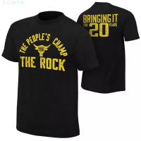 New！WWE The 2023！Rock Mens Summer Fashion Cetak T-shirt 2023 High quality products （Freeprinting of names）