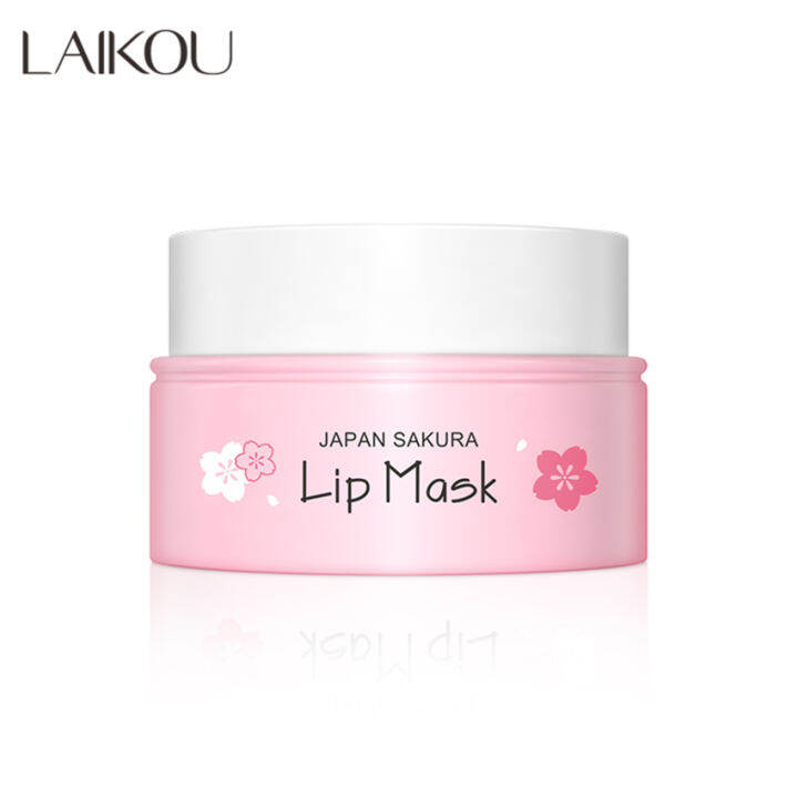 laikou-sakura-มาสก์ปากให้ความชุ่มชื้นลิปบาล์มบำรุงคงทนซ่อมแซมบรรเทาความแห้งกร้านทำให้ริมฝีปากจางลง8กรัม