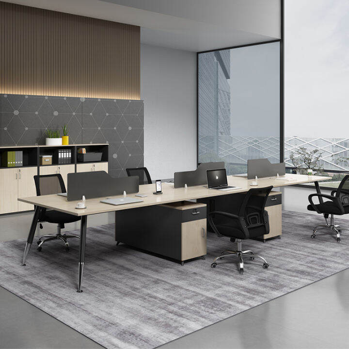 Four-person desk simple modern company office desk screen double ...