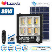 LUMALITE ไฟโซล่าเซลล์ ไฟสปอร์ตไลท์ 80W/100W/200W/300W/500W/800W/1,200W สีขาว (White) / วอร์มไวท์ (WarmWhite) วัตต์เต็ม Solar Cell LED Solarlight Spotlight Floodlight ไฟโซล่า ไฟแสงอาทิตย์ รุ่นใหม่ 6 ช่อง กันน้ำ IP67 ไฟสว่างทั้งคืน พร้อมรีโมท *ประกัน 1 ปี*