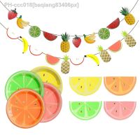 1Set Fruits Disposable Tableware Paper Fruits Plates Cups for Kids Summer Pool Party Birthday Wedding Party Decoration Supplies
