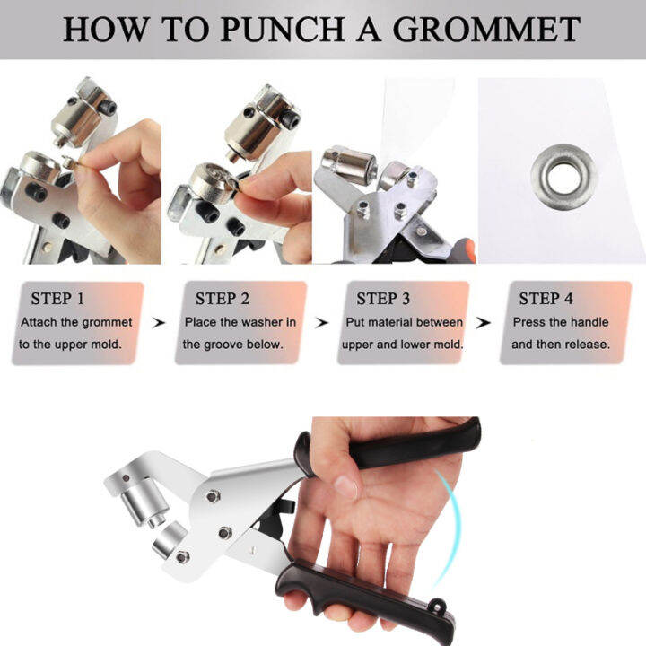 hole-punching-kit-hole-tool-kit-hole-clamp-handheld-hole-press-portable-manual-punch-with-100-3-8-inch-10mm-silver-holes