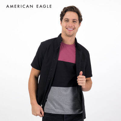 American Eagle Oxford Short-Sleeve Button-Up Shirt เสื้อเชิ้ต ผู้ชาย อ็อกซ์ฟอร์ด แขนสั้น (NMSH 015-2106-001)