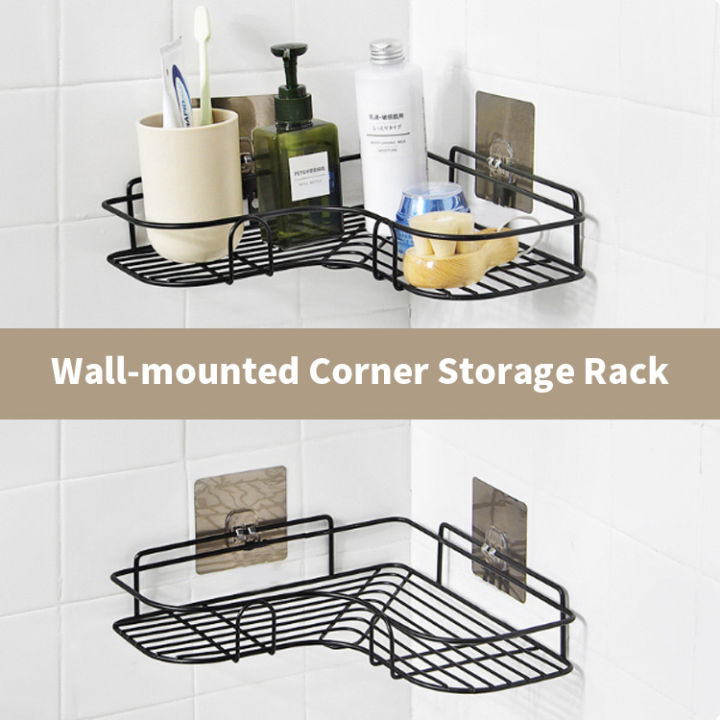 Self Adhesive Bathroom Shelf Organizer Storage Holder Wall Mounted Kitchen  Rack