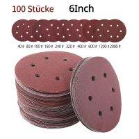 100Pcs 6Inch 150mm Round Sandpaper 6 Hole Sanding Disk Set Grit 40-2000 Hook&amp;Loop Abrasive Sander Paper Use For Polishing Tools Power Sanders