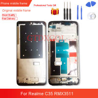 6.6นิ้วสำหรับ Realme C35โครงหน้ากากกลางด้านหลังที่อยู่อาศัยแผงจอแอลซีดีรองรับกลางแผงหน้าปัดเปลี่ยนอะไหล่ซ่อม