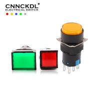 16mm With Light AB6 5Pin 8Pin Push Button Switch Small Square Round Self-Locking Self-Reset Start Up Switch 3A/250V Power Switch