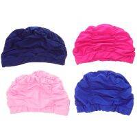 4 Pcs Working Hat Infant Swim Waterproof Swimming Ear Pleated Silicone Swim Cap Nylon Silicone Swim Caps Men Women Adults Swim Caps