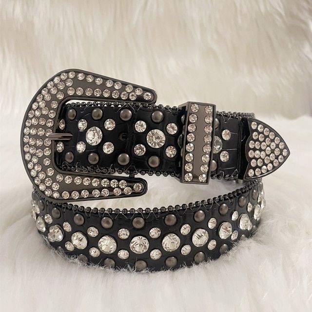 Punk Dark Western Rhinestone Belts For Women Fashion Luxury Strap