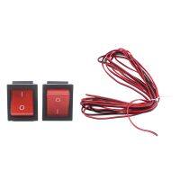 16A/250VAC 20A/125VAC Red Indicator Light Rocker Switch 2 Pcs with 5M 22AWG Dual Core Electric Cable Wire