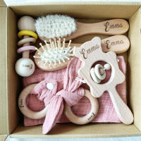 Personalized Name Newborn Bath Toy Gift Set 0-12 Months Old Baby Rattles Sensory Toys Newborn Baby Children 6-piece Set for Girl