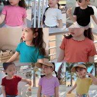 Babyonline(Y187)L4 เสื้อยืดผ้าร่องสีพื้นผ้าฝ้าย นุ่ม ลื่น