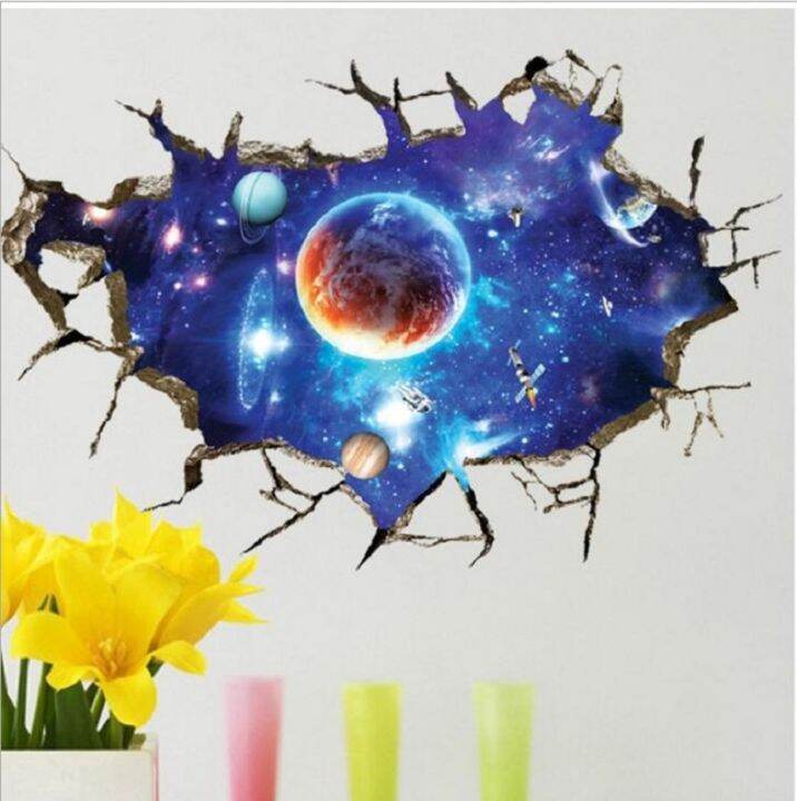 3d-wall-sticker-3d-star-star-star-decal-3d-dynamic-wall-sticker-3d-wall-sticker-3d-broken-wall-space-planet-sticker-bedroom-sticker-living-room-sticker-ceiling-decoration-sticker-home-decoration-stick