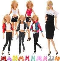 16ชิ้น H เสื้อผ้าตุ๊กตาอุปกรณ์เสริมสำหรับ Barbie รวมทั้งชุดที่เสื้อผ้าลำลอง6ชุด10รองเท้าสำหรับ Dol 11.5นิ้ว