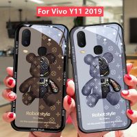 เคส Vivo Y11 2019 เคส Vivo Y16 Y15S Y15A กรณีหรูหราของเหลวแก้วกันกระแทกกรณีหมีและวางหลักฐานกรณีโทรศัพท์2021ถนนแฟชั่นหมี