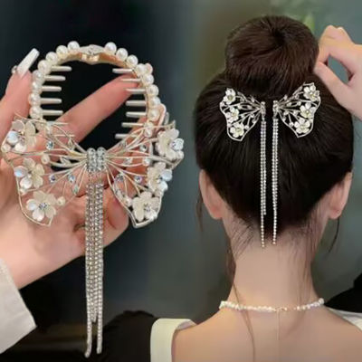 Korean version of the new diamond-encrusted lily of the valley hollow tassel hair clip exquisite headdress