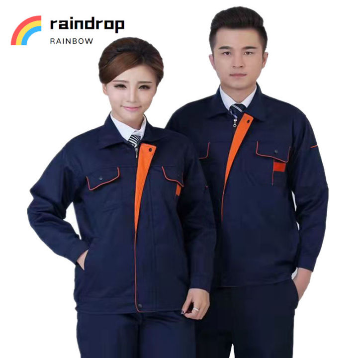 raindrop-workwear-ชุดช่าง-ผ้าโพลีเอสเตอร์ใส่สบายบางเบา-มีแถบสะท้อนแสง-หน้าหลัง-ซักได้สีไม่ตก-เนื้อผ้าใส่สบายไม่ร้อน