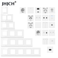 jhjch-wall mount module diy European standard white glass panel power socket switch button  hdmi  free combination of functions Electrical Circuitry