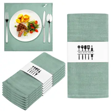 6PC 30X45CM Christmas Cotton Cloth Napkins Dinner Kitchen serviette de  table for Wedding Party Green Home