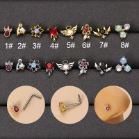 1Pc 20G Fashion 316L Surgical Stainless Steel CZ Dangle Nose Studs Colorful Indian Screw Star Nose Rings Nose Piercing Jewelry Body jewellery