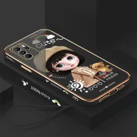Hontinga Casing Case For OPPO Reno6 Z Reno6Z Reno 6Z 6 Z 5G Case Fashion Cartoon Cute Girl Luxury Chrome Plated Soft TPU Square Phone Case Full Cover Camera Protection Anti Gores Rubber Cases For Girls