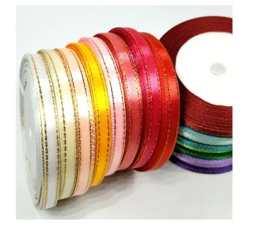 25 Yards Gold Satin Ribbon, Satin Ribbons Edge Gold