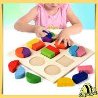 MANINI บล็อคไม้ถาดหลุม รูปทรงเรขาคณิต เรียนรู้เศษส่วน สีสันสดใส เสริมพัฒนาการเด็ก ของเล่นมอนเตส ของเล่นเสริมพัฒนาการ