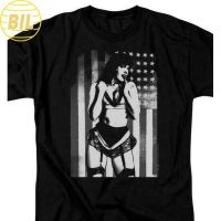 BIL เสื้อยืดผ้าฝ้ายพิมพ์ลายธงอเมริกัน Pin Up Pag690 สําหรับผู้หญิง