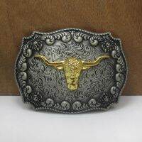 {EDDLYT} Buckleclub ขายส่ง Retro Western Flower Bull Head กางเกงยีนส์ของขวัญเข็มขัด Buckle FP 03522 Pewter Finish สำหรับผู้ชาย4ซม. ห่วงกว้าง