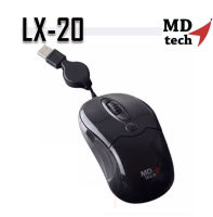 MD-tech LX-20 Optical USB Mouse เมาส์ Mini 1600 DPI เป็นรุ่นเก็บสายได้ Black