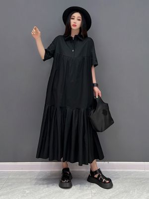 XITAO Dress Casual Women Short Sleeve Shirt Dress