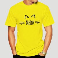 เสื้อยืดลําลอง ผ้าฝ้าย 100% แขนสั้น พิมพ์ลาย Meow คุณภาพสูง สําหรับสตรี 2163X 0FY1