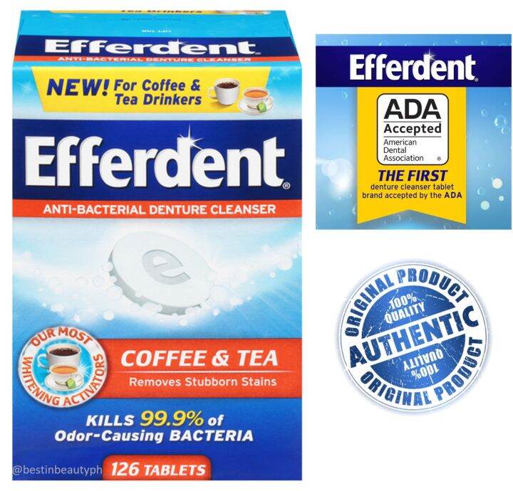 Efferdent Retainer & Denture Cleaner Tablets, Coffee & Tea, 126 Count