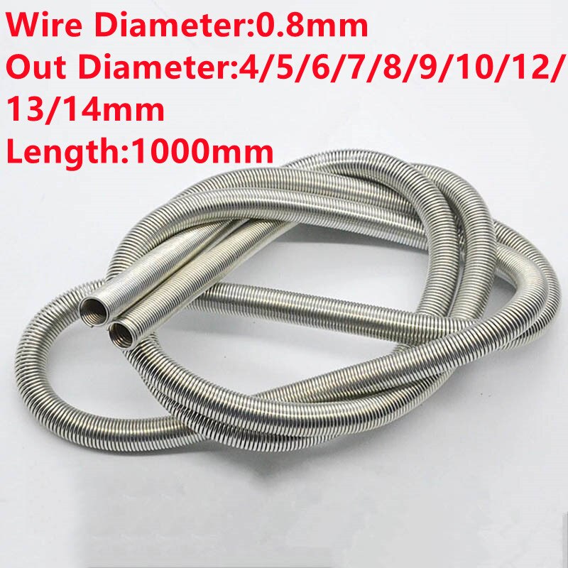 1000mm Long 0.9mm Wire Diameter 6-14mm OD Pressure Compression Spring Steel 1M 