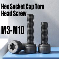 2/5PCS M3 M5 M6 M8 M10 Grade 12.9 Carbon Steel Black Hex Socket Cap Torx Head Screw Six Lobe Security Hex Head Screw Bolt