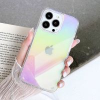 [Quick Delivery] หรูหราสายรุ้งเลเซอร์กรณีโทรศัพท์อ่อนสำหรับ iPhone 14 13 12 11 Pro Max X XS Max XR 11 7 8บวก Aurora ใสกันกระแทกปก